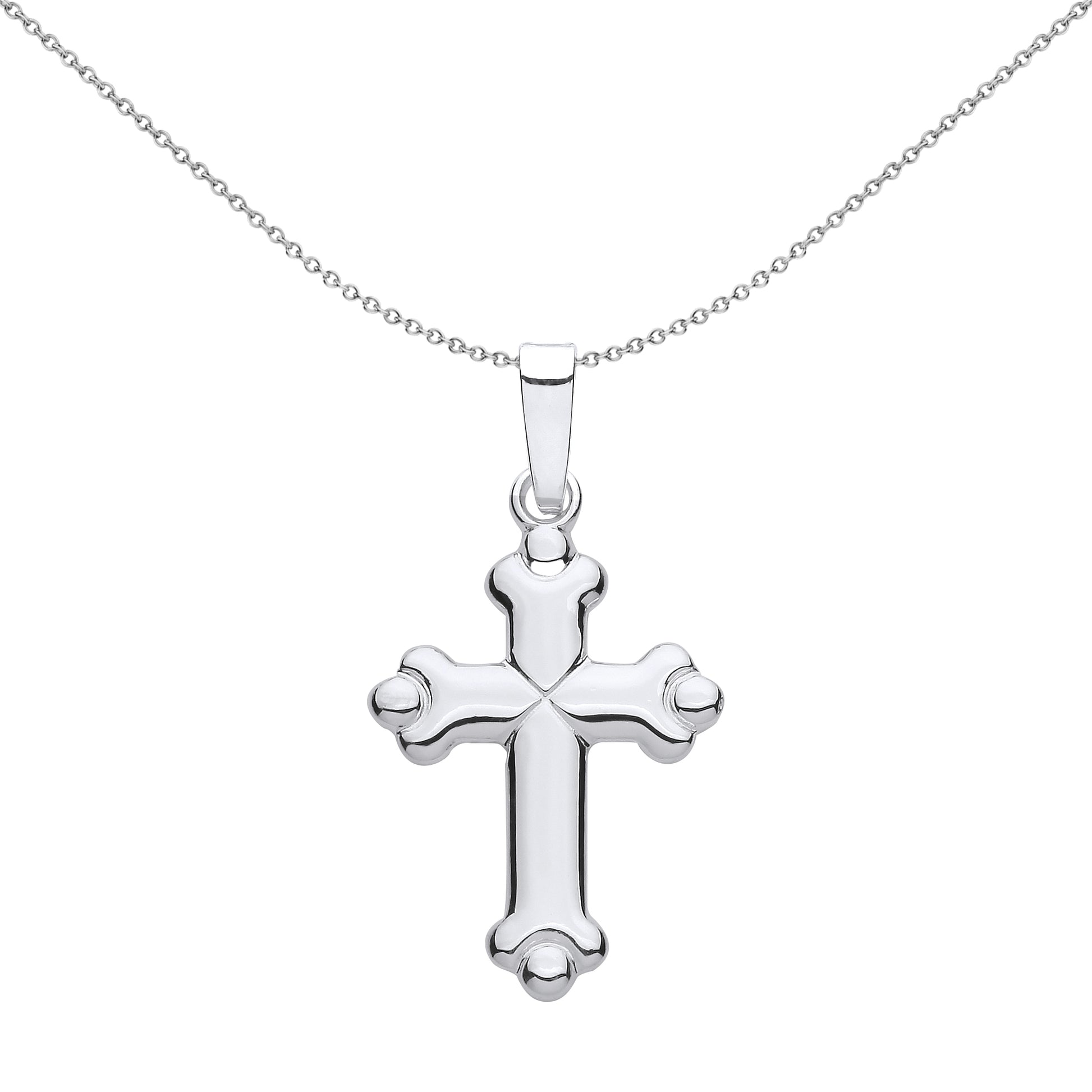 Unisex Silver  Bottony Spanner Ball Cross Pendant Necklace 18 inch - GVX096