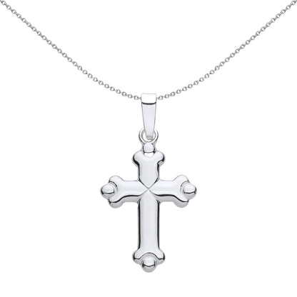 Unisex Silver  Bottony Spanner Ball Cross Pendant Necklace 18 inch - GVX096