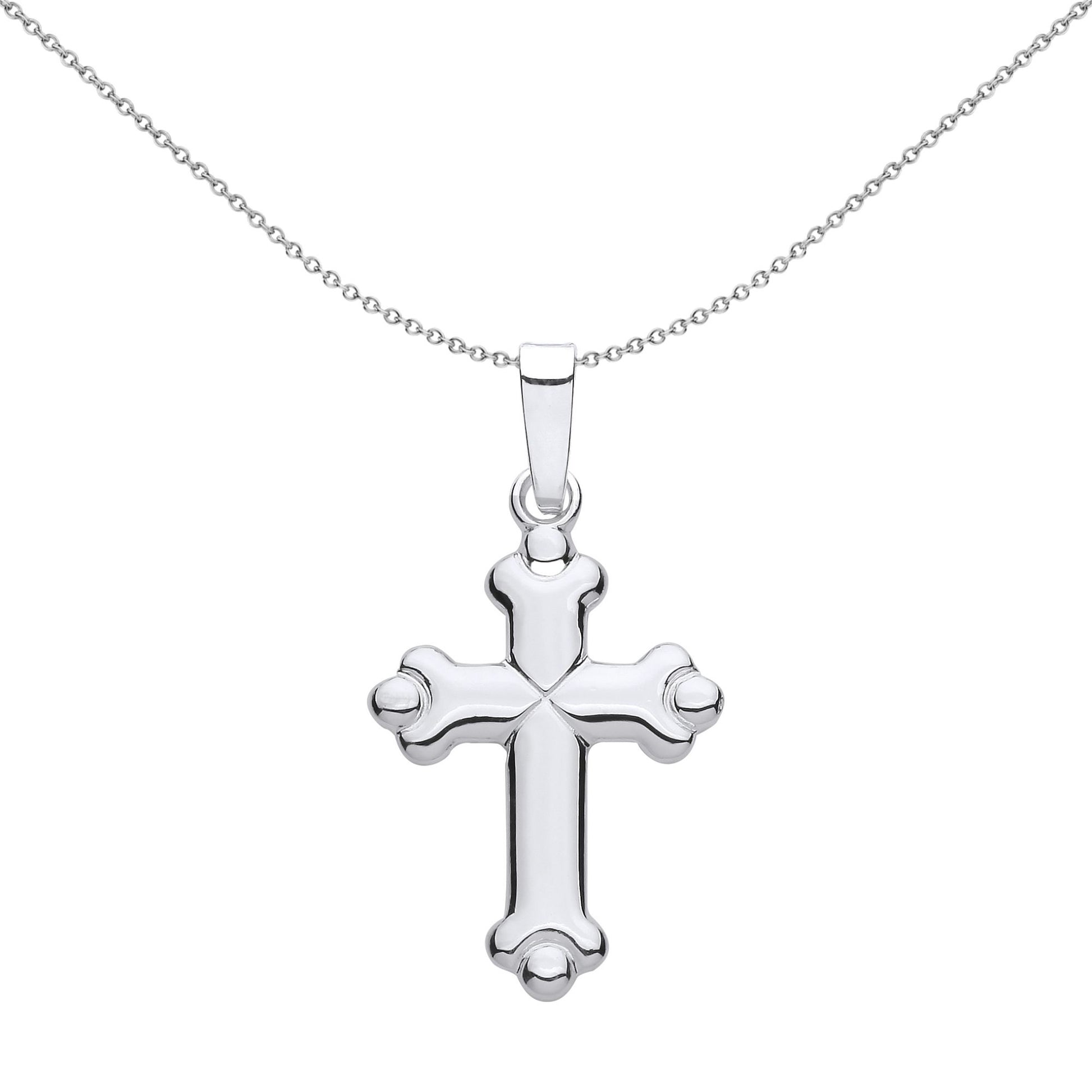 Unisex Silver  Bottony Spanner Ball Cross Pendant Necklace 18 inch - GVX096