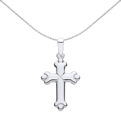 Unisex Silver  Bottony Spanner Ball Cross Pendant Necklace - GVX096