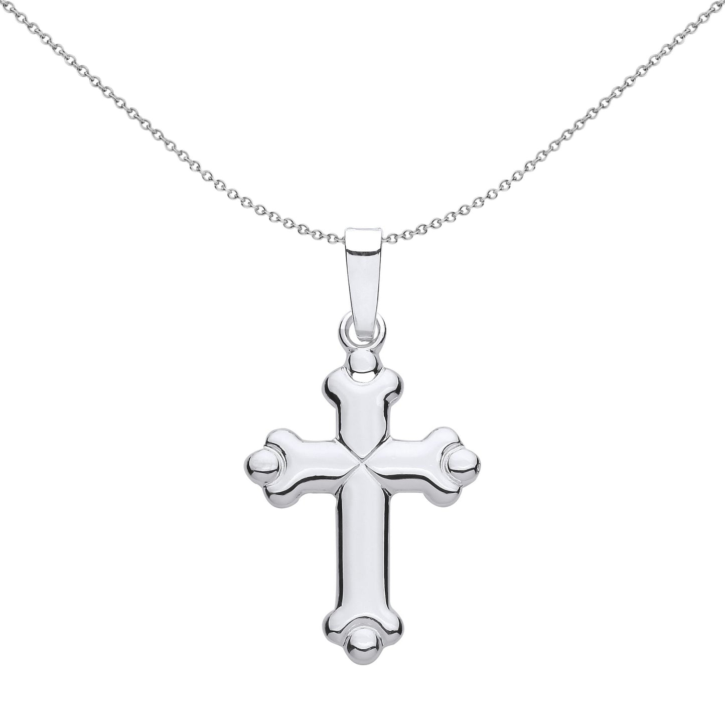 Unisex Silver  Bottony Spanner Ball Cross Pendant Necklace 18 inch - GVX096