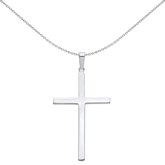 Unisex Silver  Minimalist Square Latin Cross Pendant Necklace - GVX100