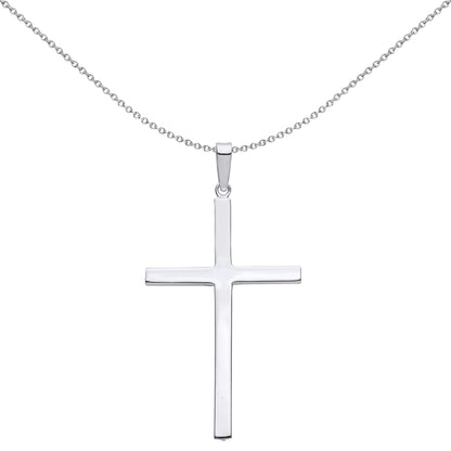 Unisex Silver  Minimalist Square Latin Cross Pendant Necklace 18" - GVX100