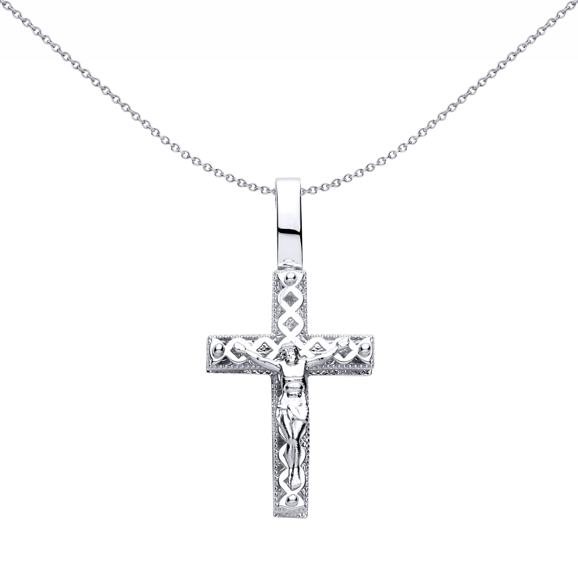 Sterling Silver  CZ Crucifix Cross Pendant - GVX108