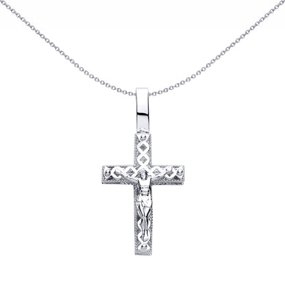Sterling Silver  CZ Crucifix Cross Pendant - GVX108