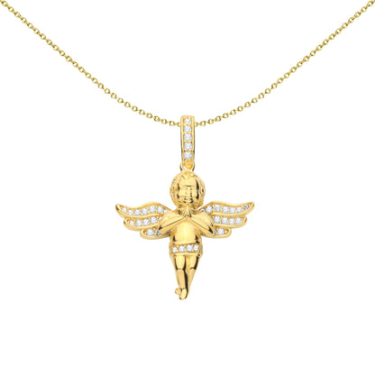 Gold Plated Sterling Silver  Angel Cross Pendant - GVX109