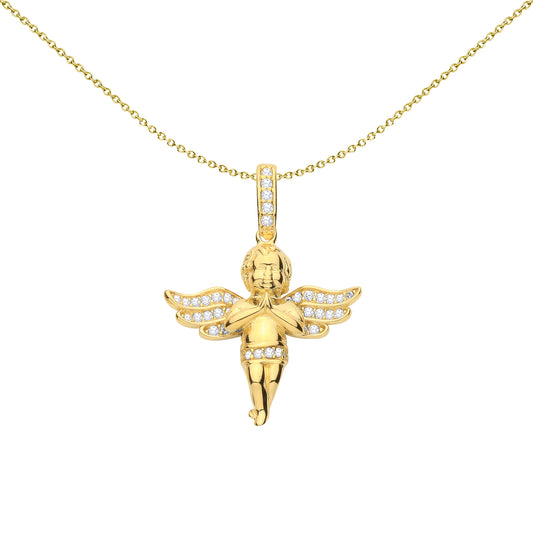 Gold Plated Sterling Silver  Angel Cross Pendant - GVX109