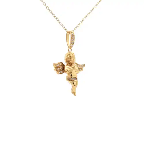 Gold Plated Sterling Silver  Angel Cross Pendant - GVX109
