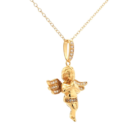 Gold Plated Sterling Silver  Angel Cross Pendant - GVX109