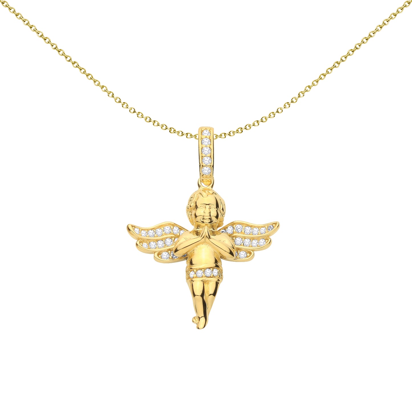Gold Plated Sterling Silver  Angel Cross Pendant - GVX109