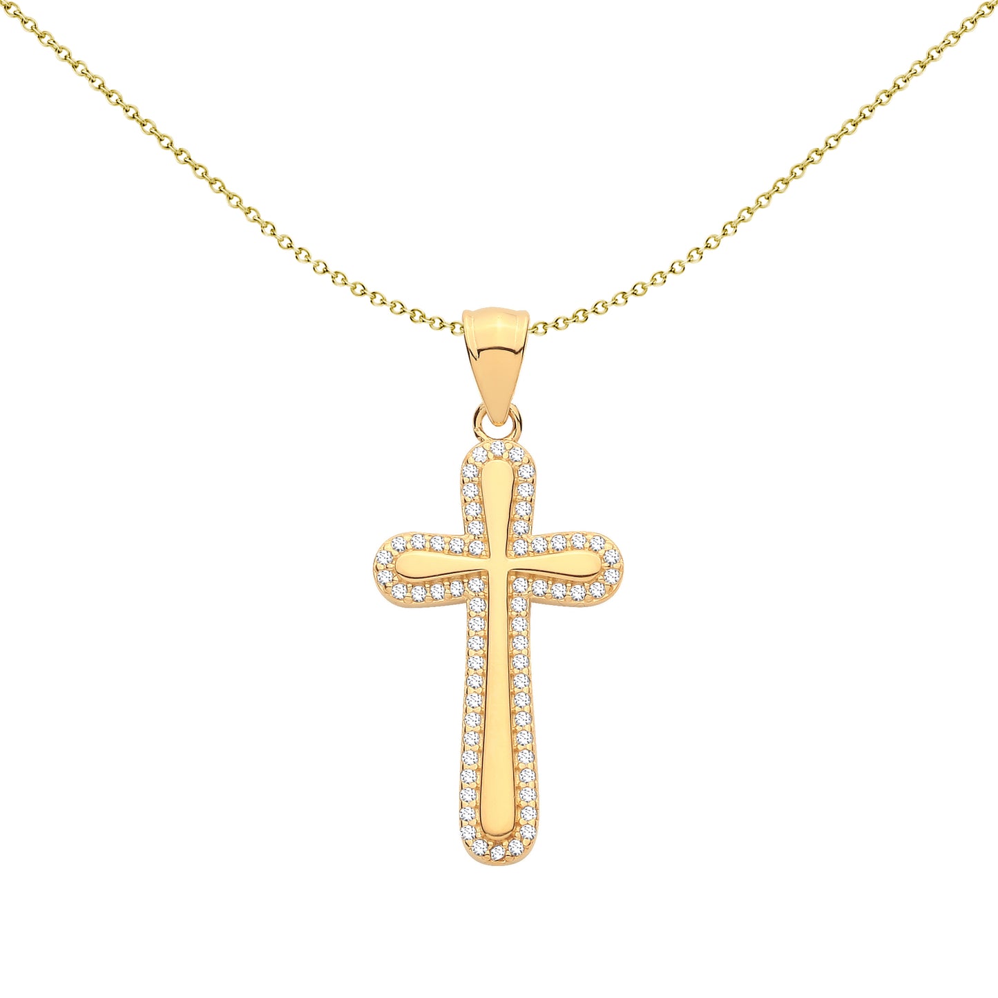 Gold Plated Sterling Silver  Cross Pendant - GVX111