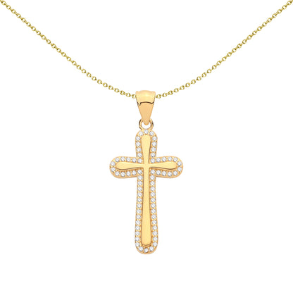 Gold Plated Sterling Silver  Cross Pendant - GVX111