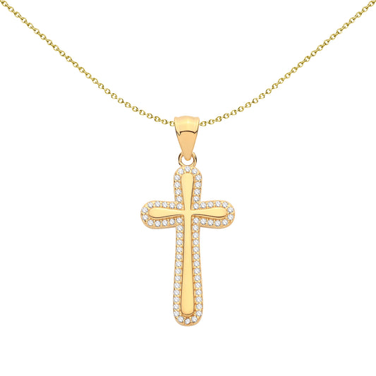 Gold Plated Sterling Silver  Cross Pendant - GVX111