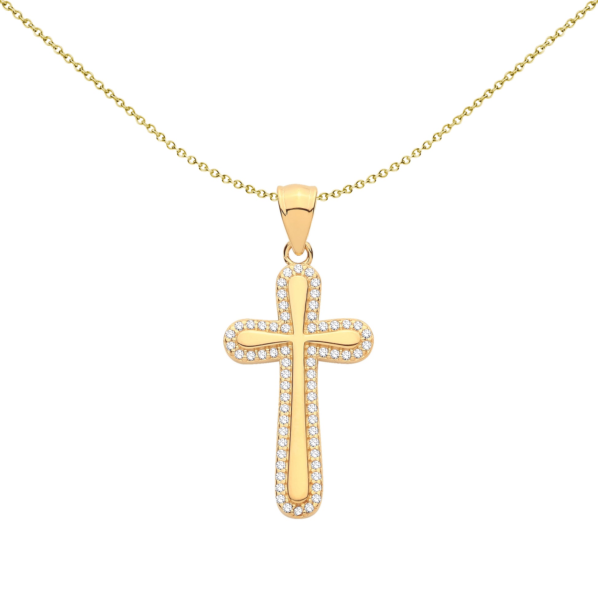 Gold Plated Sterling Silver  Cross Pendant - GVX111
