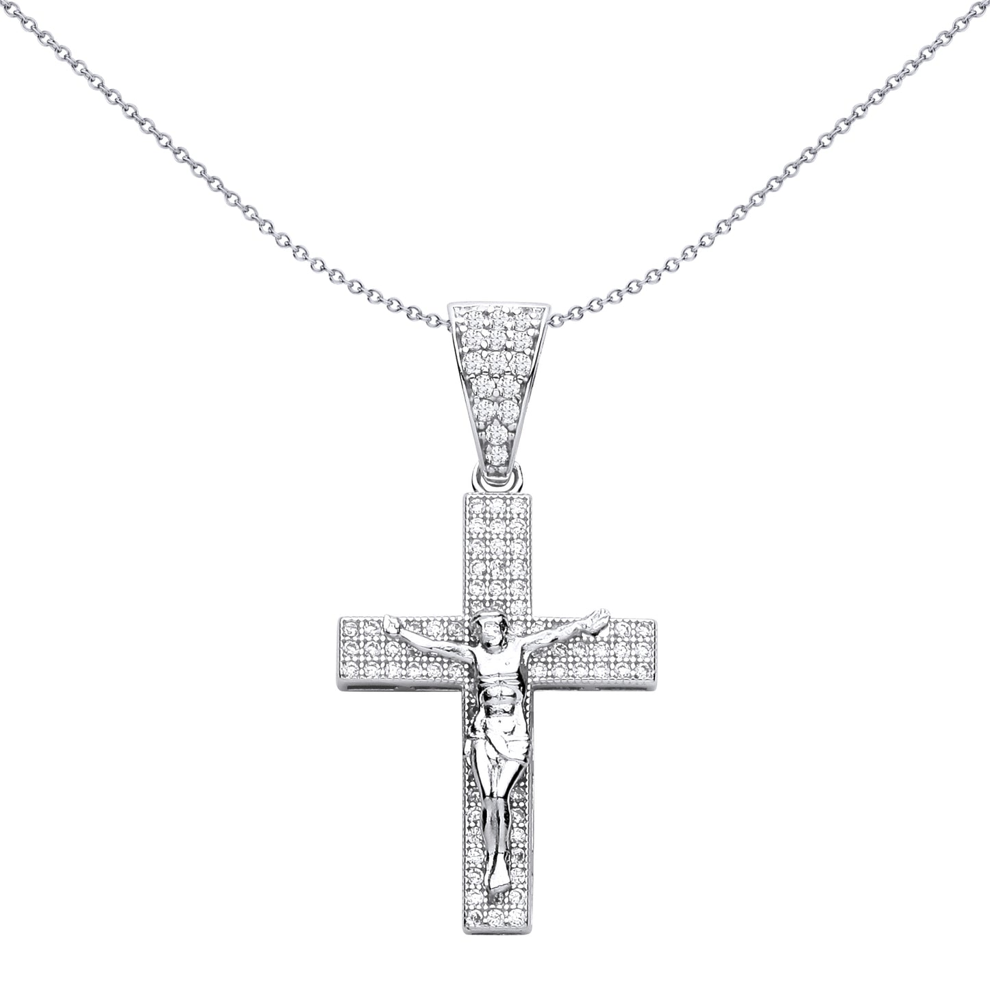 Sterling Silver  CZ Crucifix Cross Pendant - GVX112