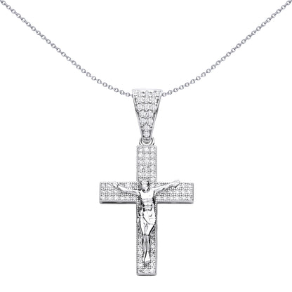 Sterling Silver  CZ Crucifix Cross Pendant - GVX112