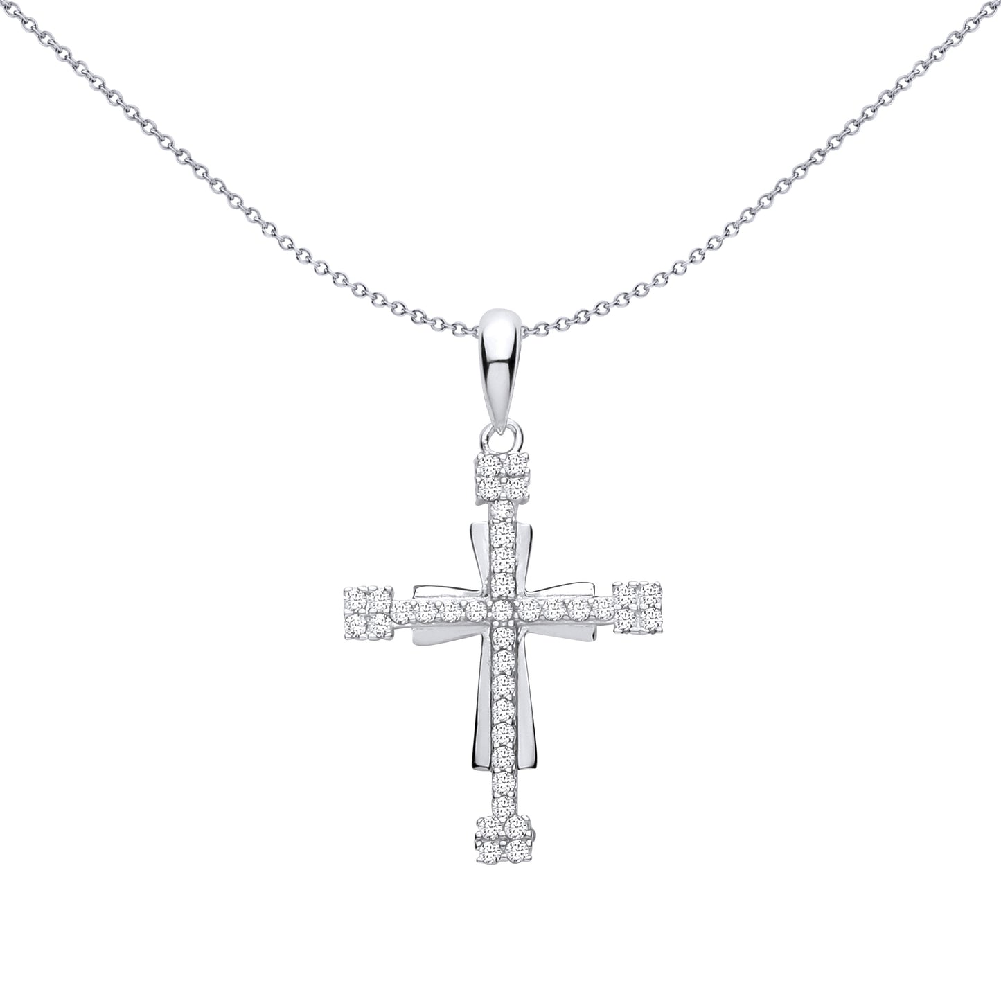 Sterling Silver  CZ Cross Pendant - GVX113