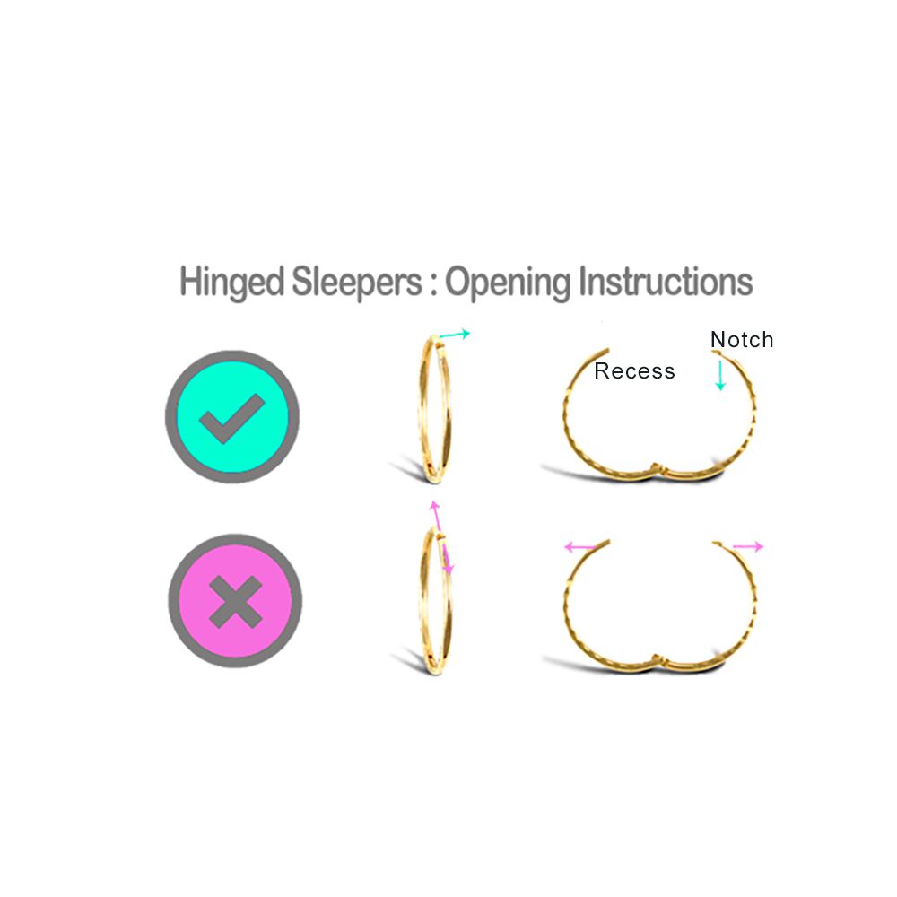 9ct Gold  1mm Thin Diamond-cut Hinged Sleeper Hoop Earrings - 16mm - SENR02958