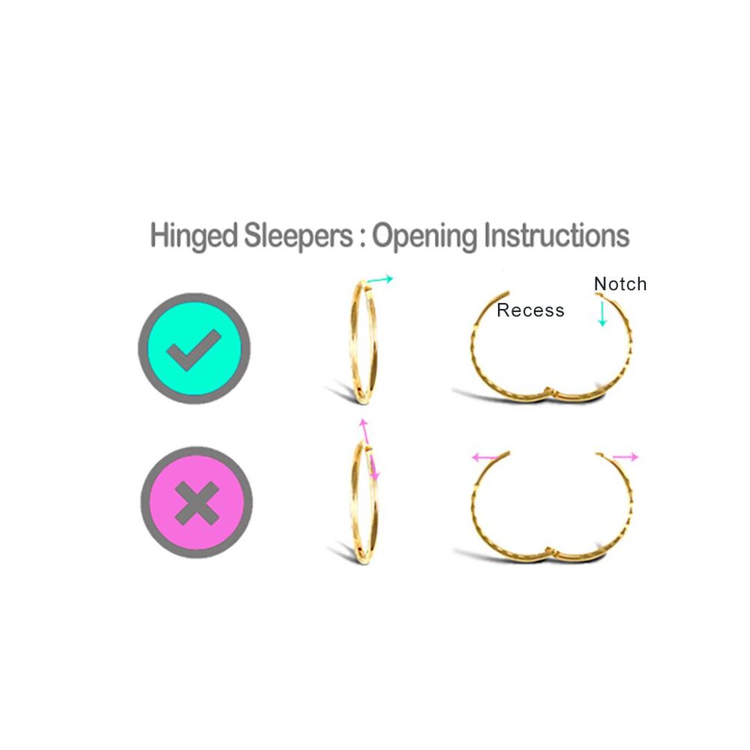 9ct Gold  Diamond Cut Hinged Sleeper 1mm Hoop Earrings 12mm - JER650A