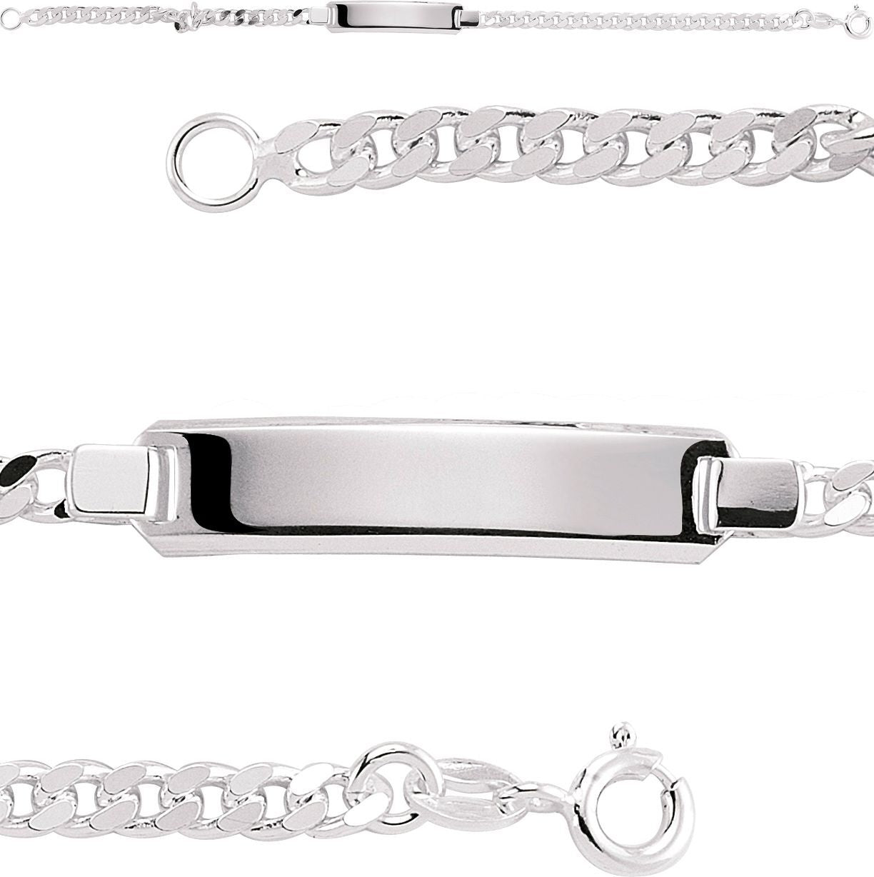 Silver  Curb Link ID Identity Bracelet 6mm 7.5 inch - ID13