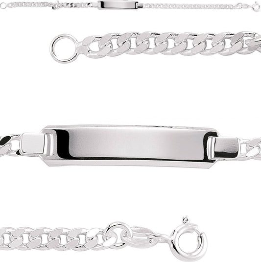 Silver  Curb Link ID Identity Bracelet 6mm 7.5 inch - ID13