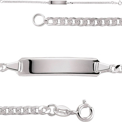 Silver  Curb Link ID Identity Bracelet 6mm 7.5 inch - ID14