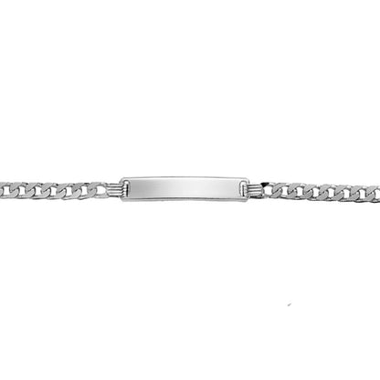 Silver  Curb ID Identity ID Identity Bracelet 6mm 7.5 inch - ID15