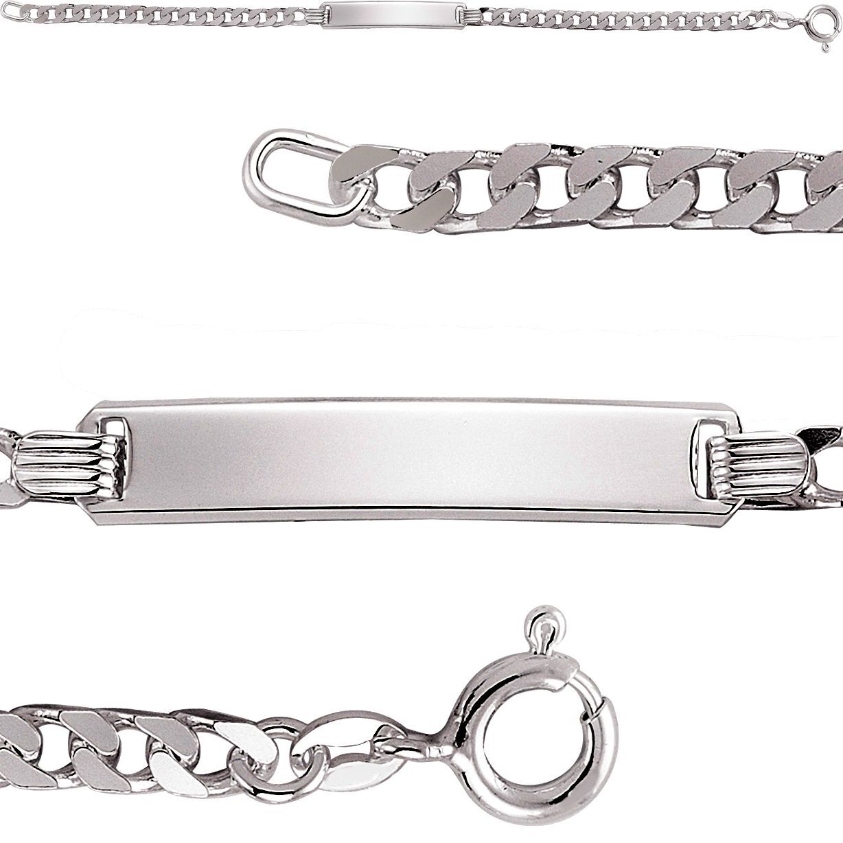 Silver  Curb ID Identity ID Identity Bracelet 6mm 7.5 inch - ID15