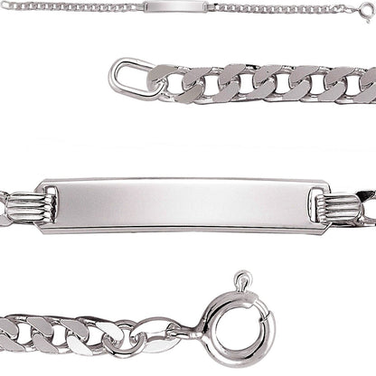 Silver  Curb ID Identity ID Identity Bracelet 6mm 7.5 inch - ID15