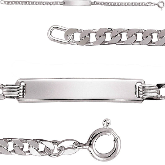 Silver  Curb ID Identity ID Identity Bracelet 6mm 7.5 inch - ID15