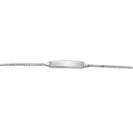 Girls Silver  Box Link ID Identity Bracelet 6mm 6 / 7 inch - ID16