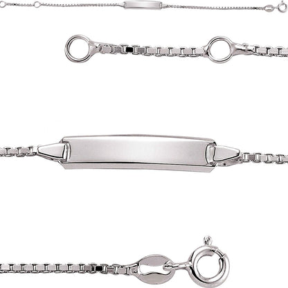 Girls Silver  Box Link ID Identity Bracelet 6mm 6 / 7 inch - ID16