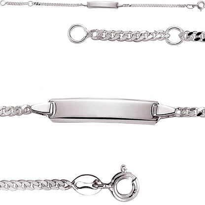 Girls Silver  Curb Link ID Identity Bracelet 6mm 5 / 6 inch - ID17