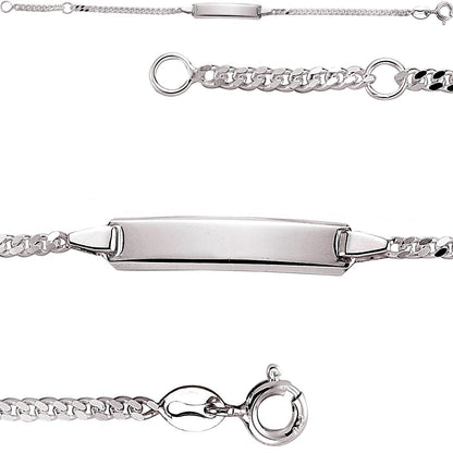 Girls Silver  Curb Link ID Identity Bracelet 6mm 5 / 6 inch - ID17