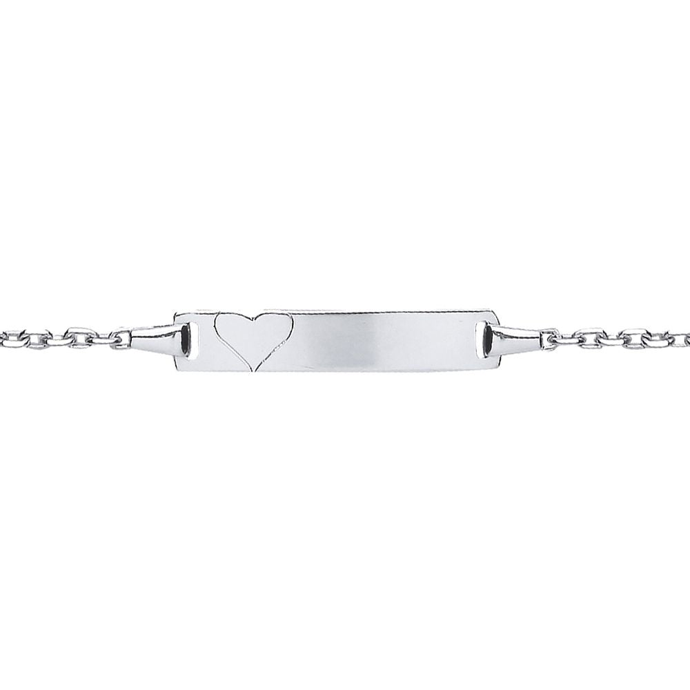 Girls Silver  Love Heart Trace Belcher ID Bracelet 5mm 5 / 6" - ID22