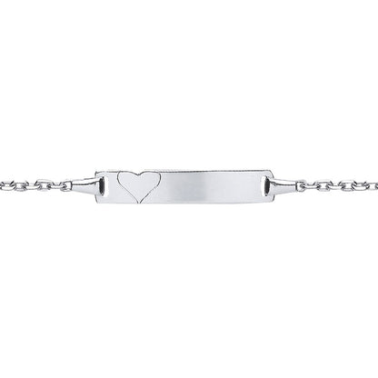 Girls Silver  Love Heart Trace Belcher ID Bracelet 5mm 5 / 6" - ID22