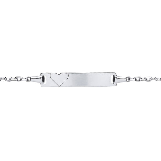 Girls Silver  Love Heart Trace Belcher ID Bracelet 5mm 5 / 6" - ID22