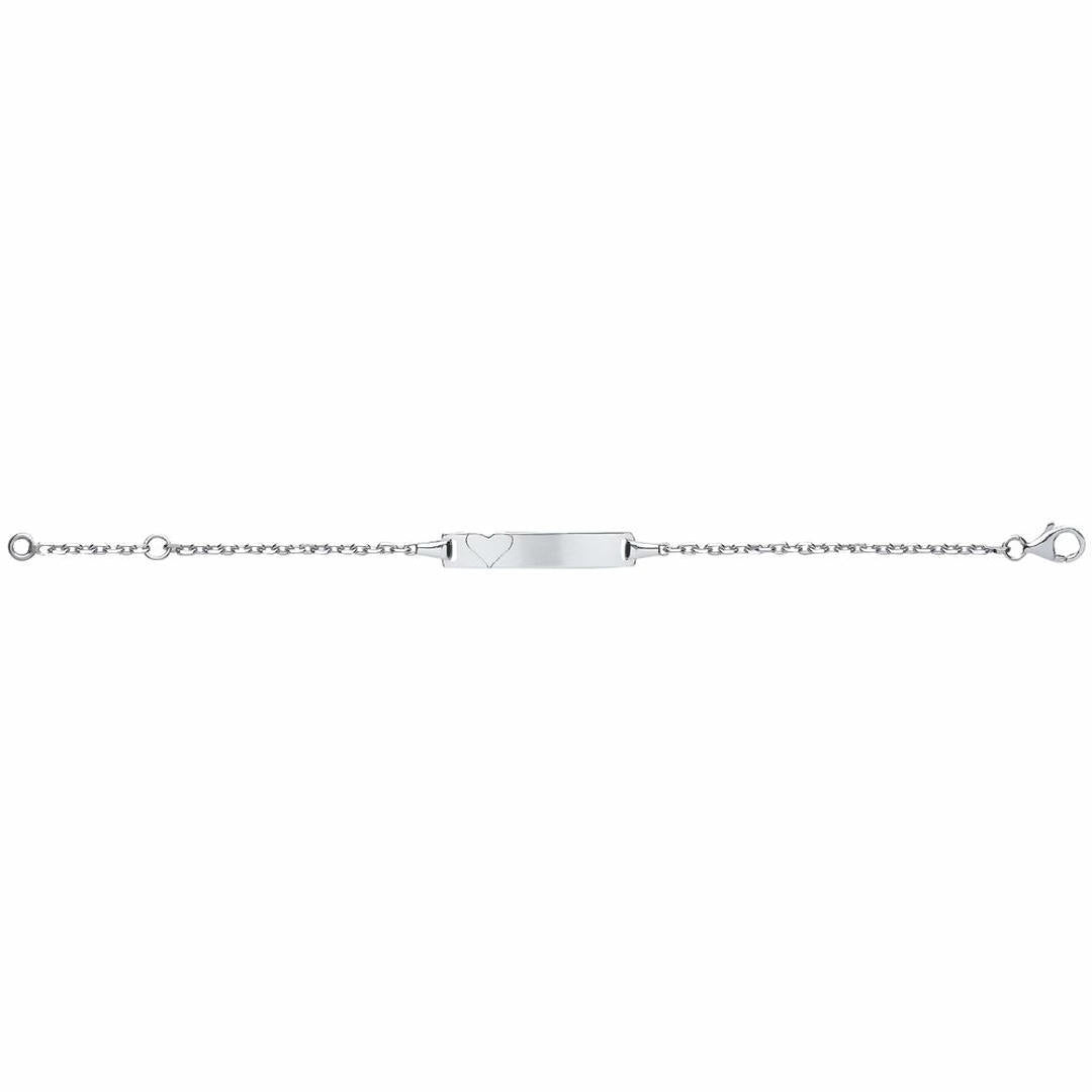 Girls Silver  Love Heart Trace Belcher ID Bracelet 5mm 5 / 6" - ID22