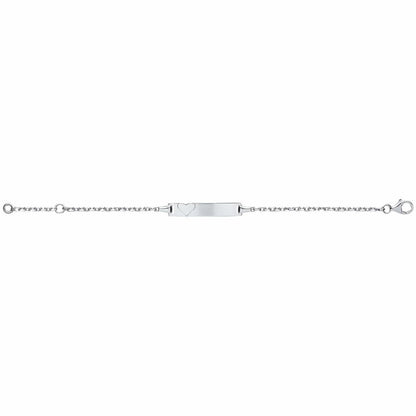Girls Silver  Love Heart Trace Belcher ID Bracelet 5mm 5 / 6" - ID22