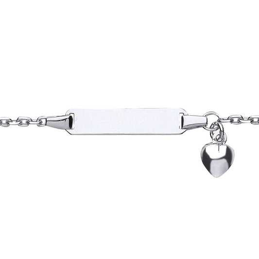 Girls Silver  Love Heart Trace Belcher ID Bracelet 5mm 5 / 6" - ID23