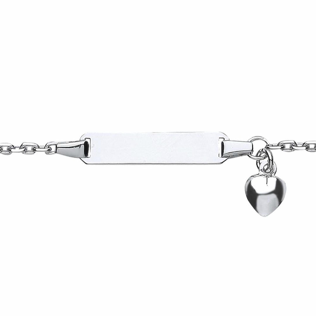 Girls Silver  Love Heart Trace Belcher ID Bracelet 5mm 5 / 6" - ID23