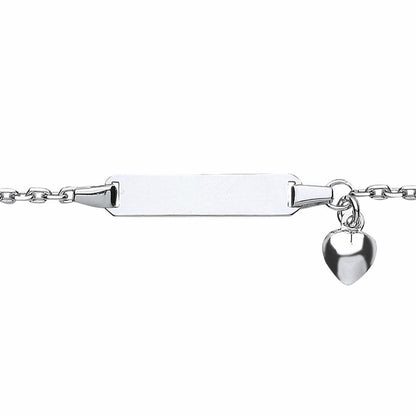 Girls Silver  Love Heart Trace Belcher ID Bracelet 5mm 5 / 6" - ID23