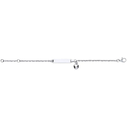 Girls Silver  Love Heart Trace Belcher ID Bracelet 5mm 5 / 6" - ID23