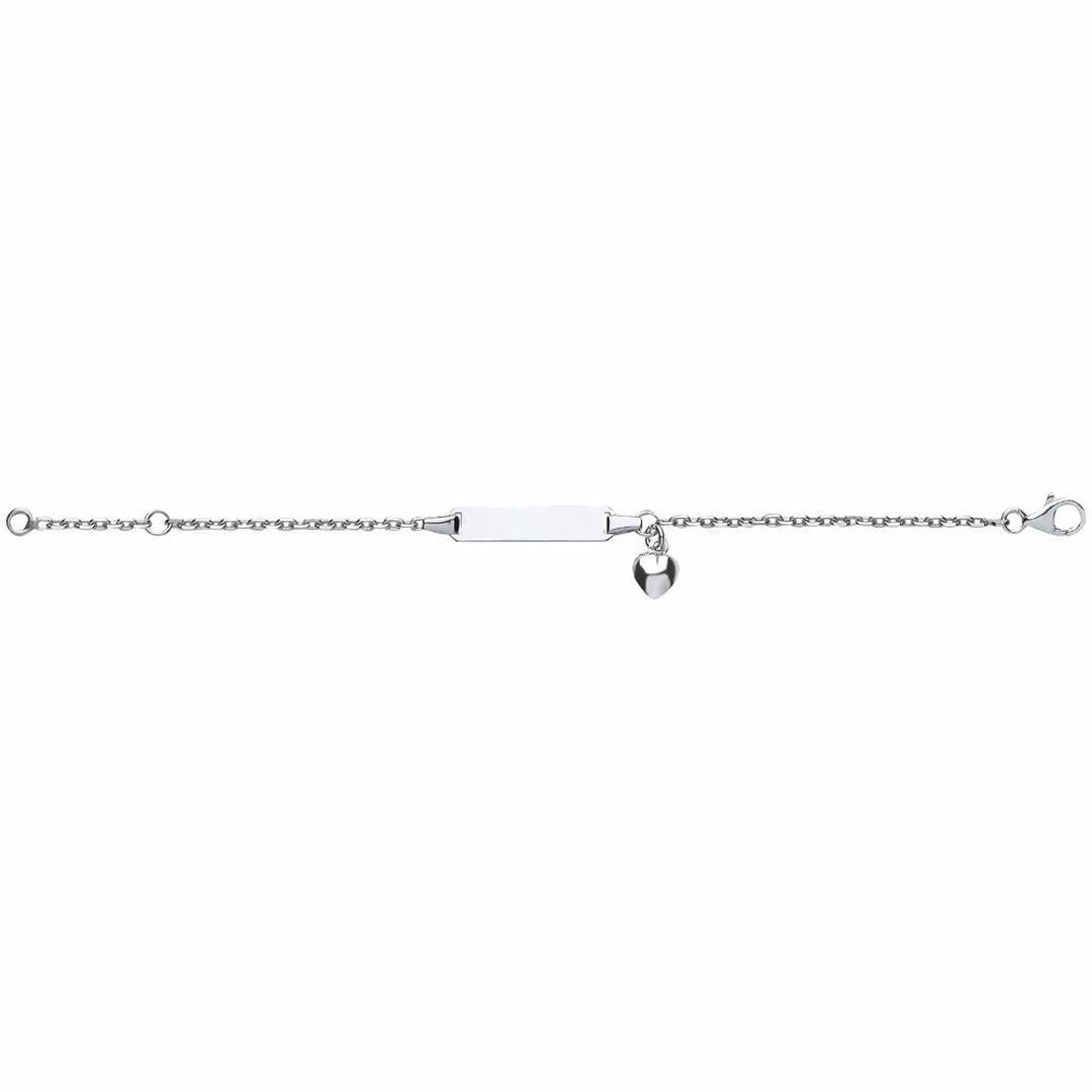 Girls Silver  Love Heart Trace Belcher ID Bracelet 5mm 5 / 6" - ID23