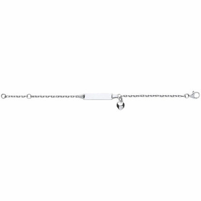 Girls Silver  Love Heart Trace Belcher ID Bracelet 5mm 5 / 6" - ID23