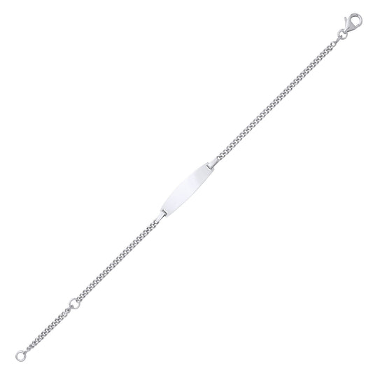 Kids Silver  Curb Chain Oval Bar Identity ID Bracelet 5mm 5.5 inch - ID26RH