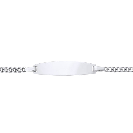 Kids Silver  Curb Chain Oval Bar Identity ID Bracelet - ID26RH