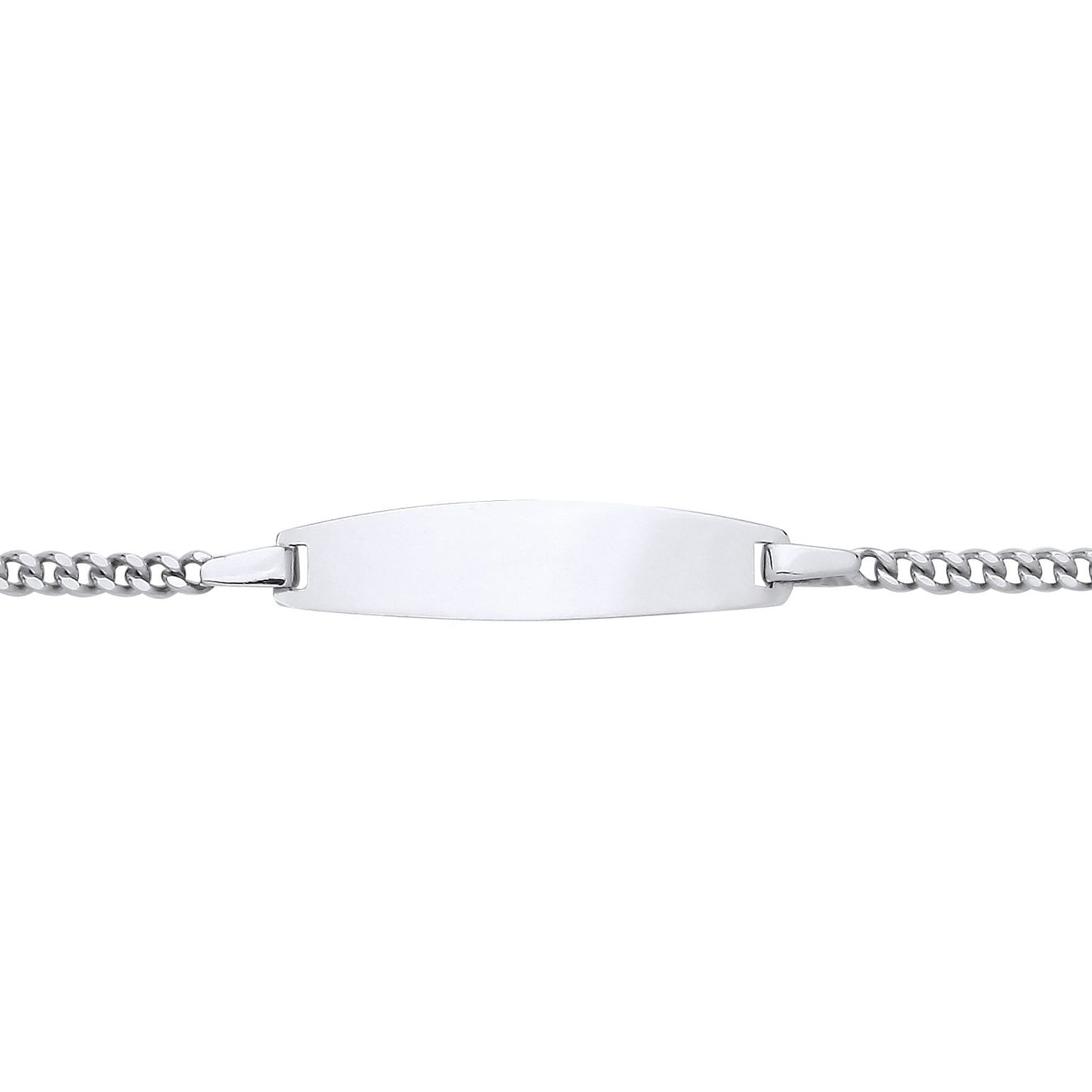Kids Silver  Curb Chain Oval Bar Identity ID Bracelet 5mm 5.5 inch - ID26RH