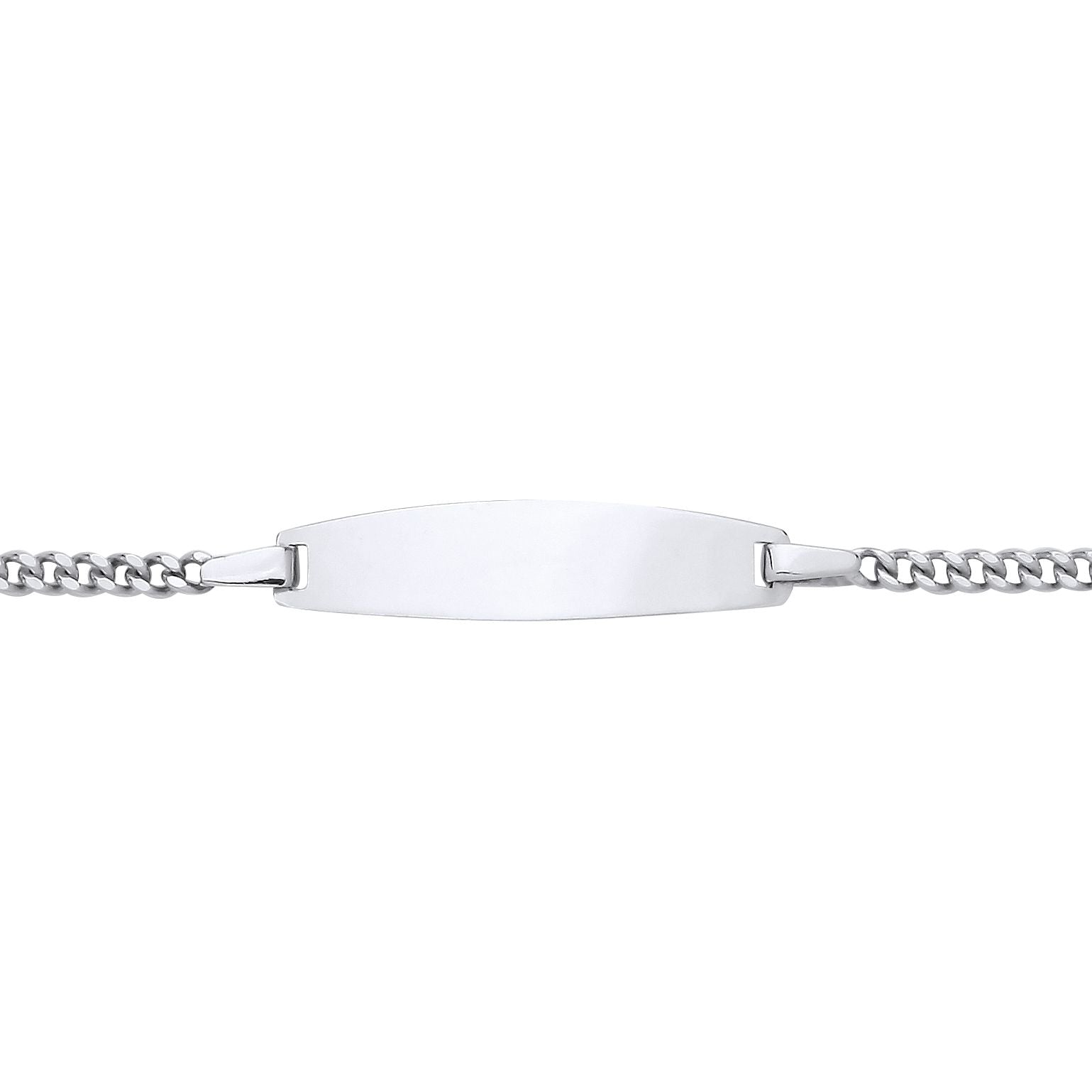 Kids Silver  Curb Chain Oval Bar Identity ID Bracelet 5mm 5.5 inch - ID26RH