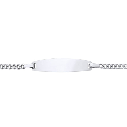 Kids Silver  Curb Chain Oval Bar Identity ID Bracelet 5mm 5.5 inch - ID26RH